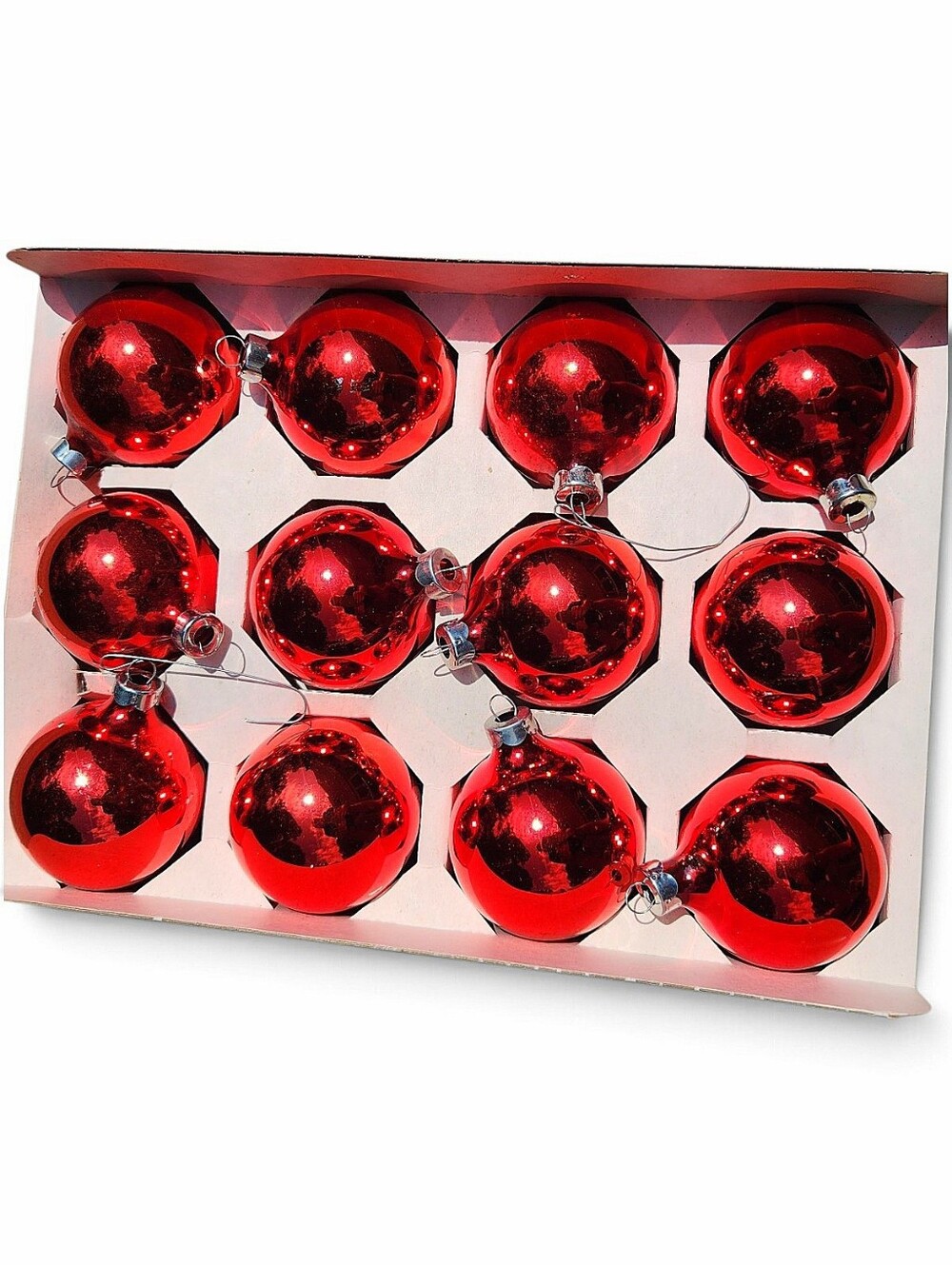12 Vintage Rauch Red Glass Christmas Ornaments